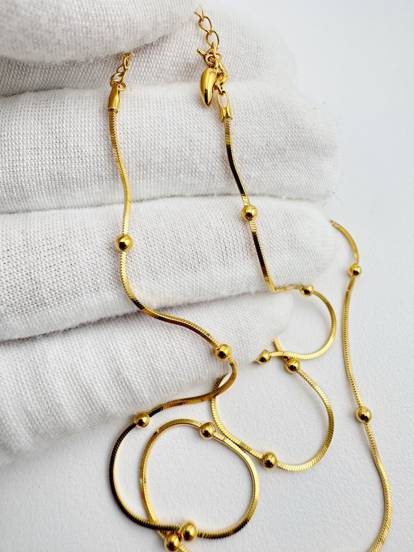 Minimal Snake Chain Necklace with Beads