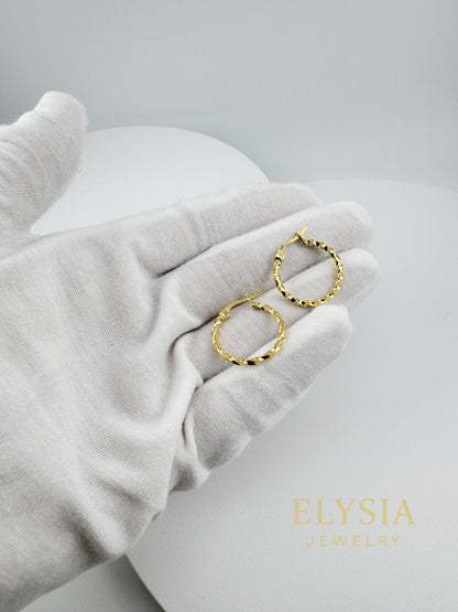 Twisted hoop earrings in 925 silver and gold plating by Elysia Jewelry