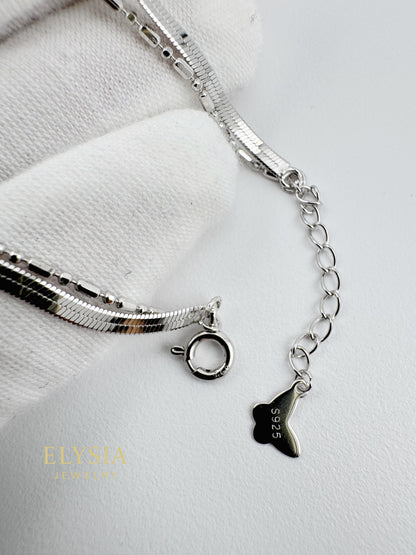 18K Gold Plated S925 Double-Layer Bracelet — Minimalist Snake & Bead Chain