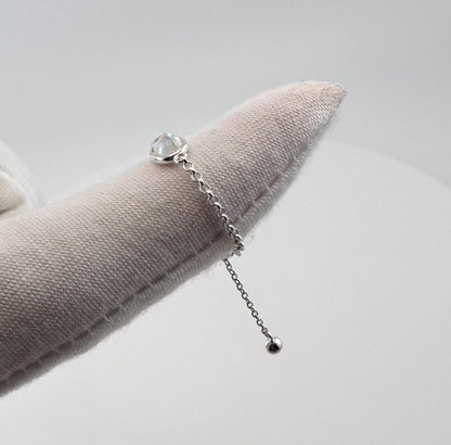 Moonstone Chain Ring – Adjustable 925 Sterling Silver Ring