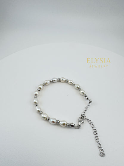 Dual-Tone Freshwater Pearl Bracelet-925 Silver & Gold Accents | Elysia Jewelry