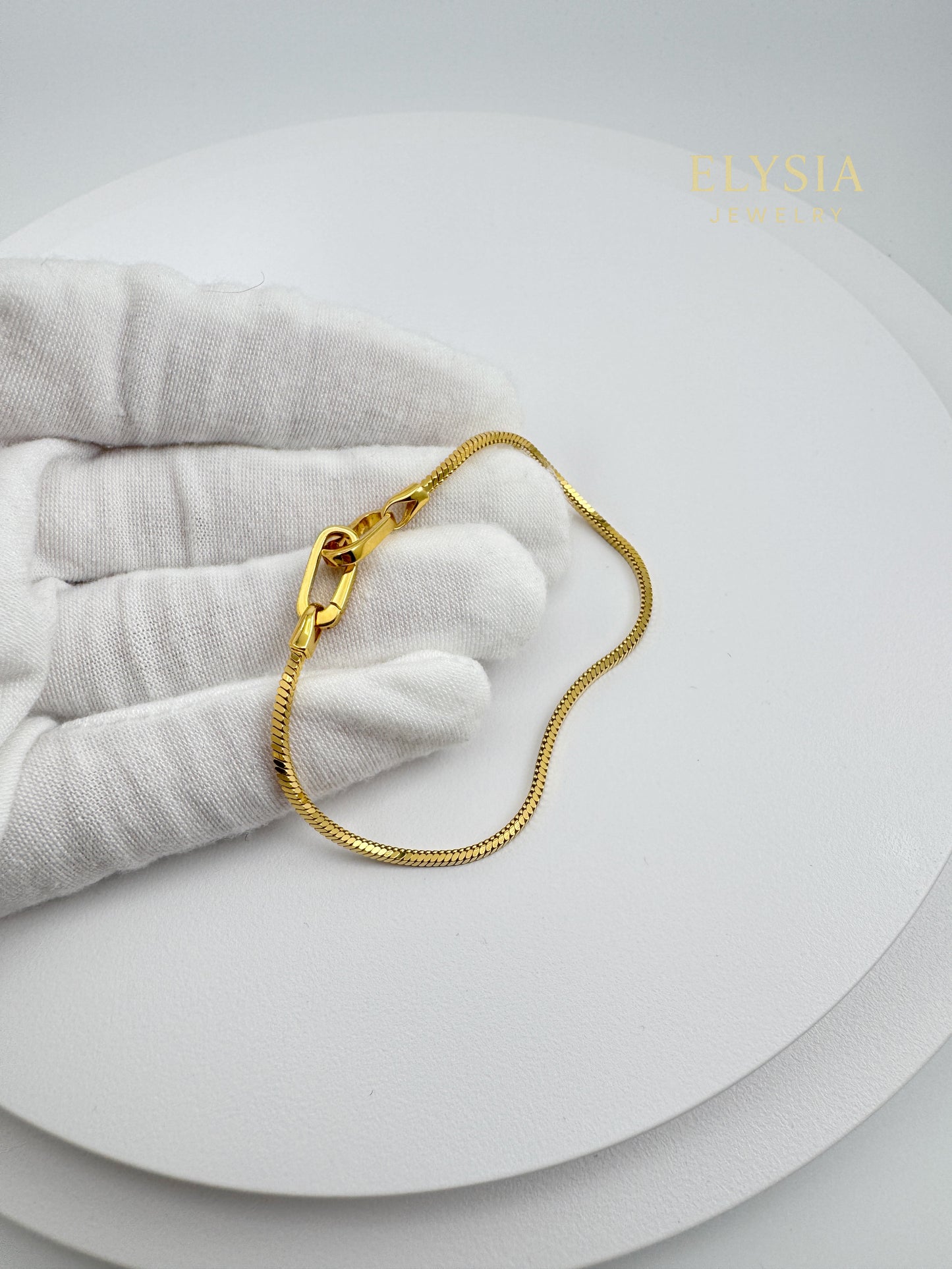 18K Gold Plated 925 Sterling Silver Snake Chain Bracelet — Paperclip Lock