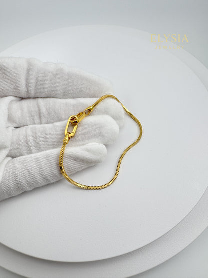 18K Gold Plated 925 Sterling Silver Snake Chain Bracelet — Paperclip Lock
