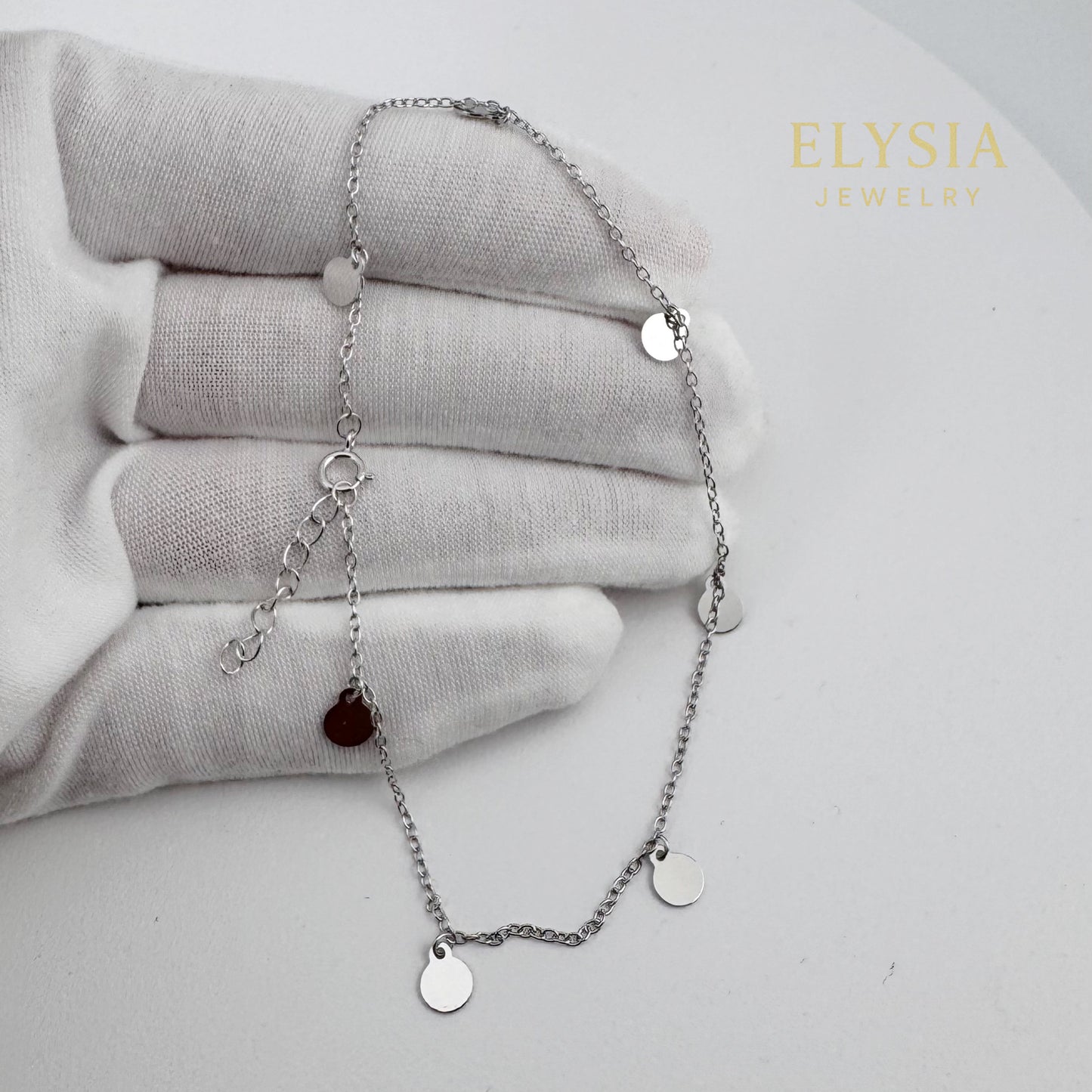Sterling Silver Anklet – Dainty Disc Chain