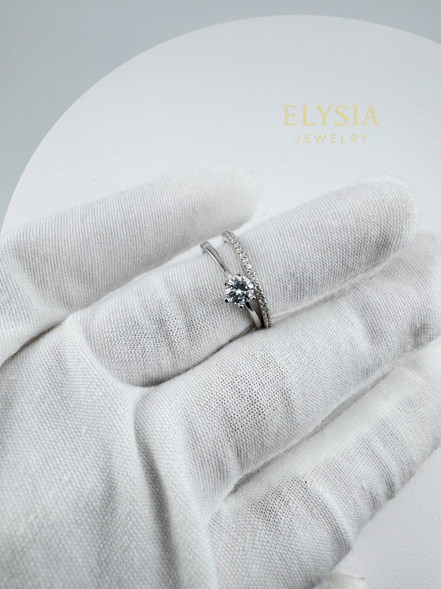 Elysia Duo Ring Set – 925 Silver & Gold Plated | Minimalist CZ Stack Rings