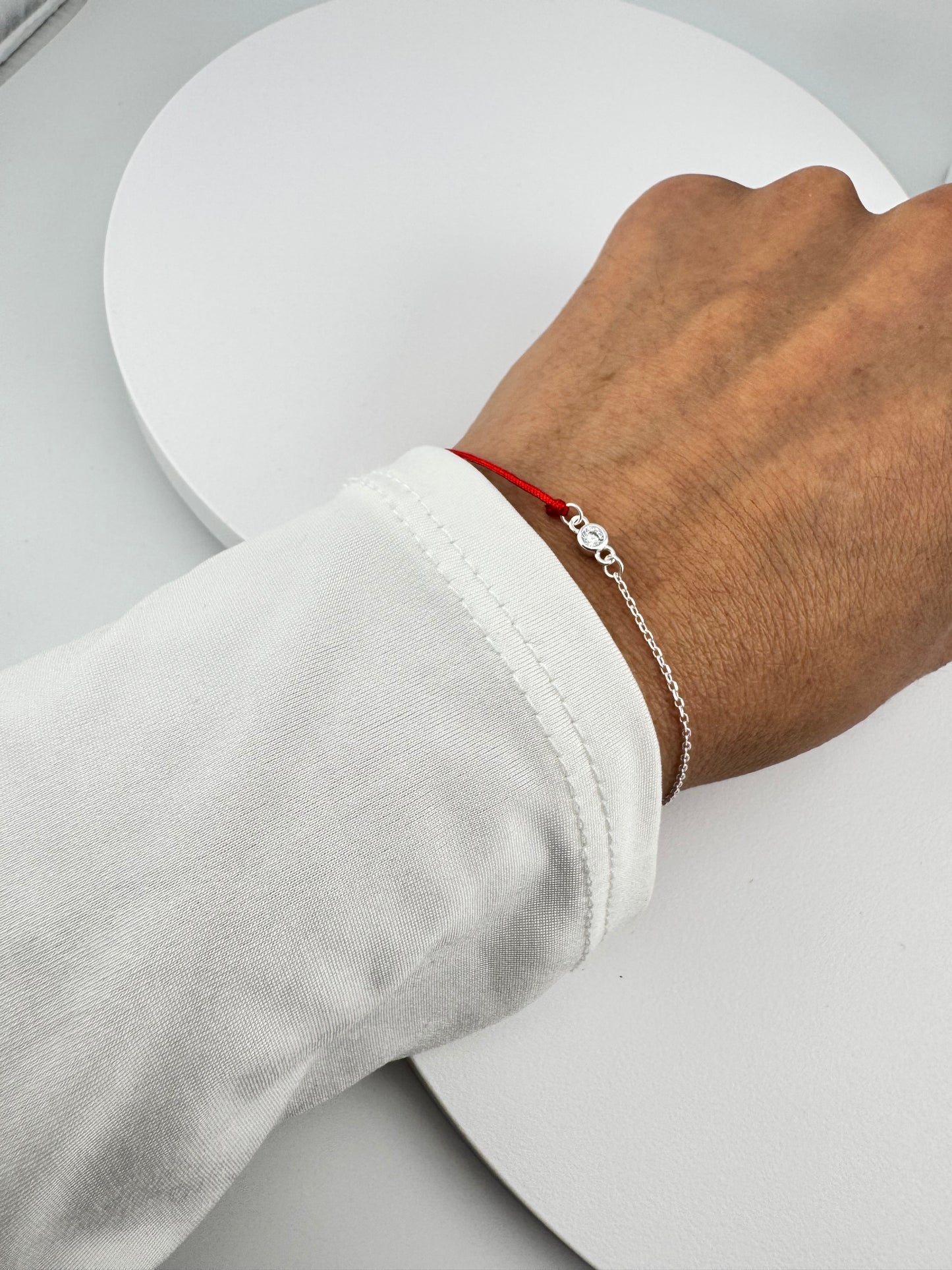 Red String Bracelet in 925 Sterling Silver
