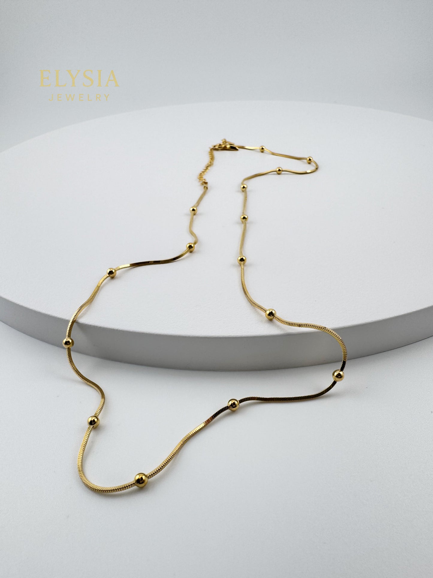 Minimal Snake Chain Necklace with Beads