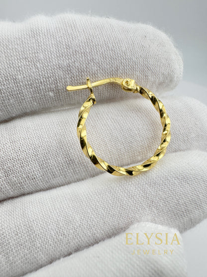 Twisted Hoop Earrings — 925 Sterling Silver | Rhodium & 18K Gold Plated