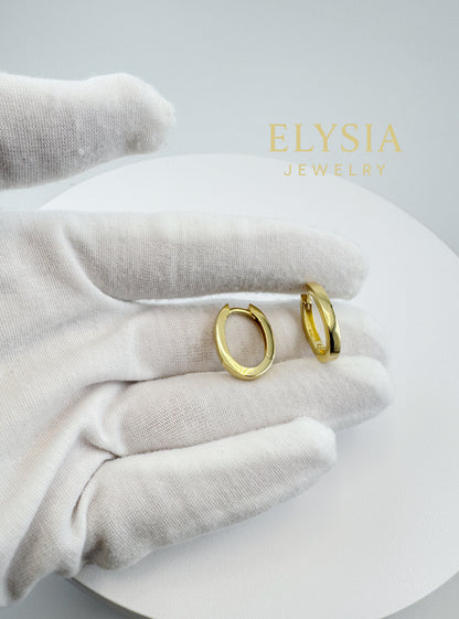 Minimal Oval Hoop Earrings – 925 Sterling Silver | Gold-Plated Option