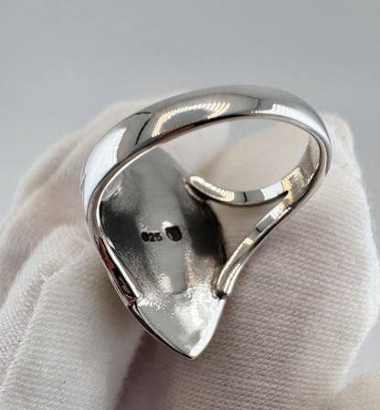 Gray Moonstone Statement Ring in Sterling Silver | Marquise Cocktail Ring