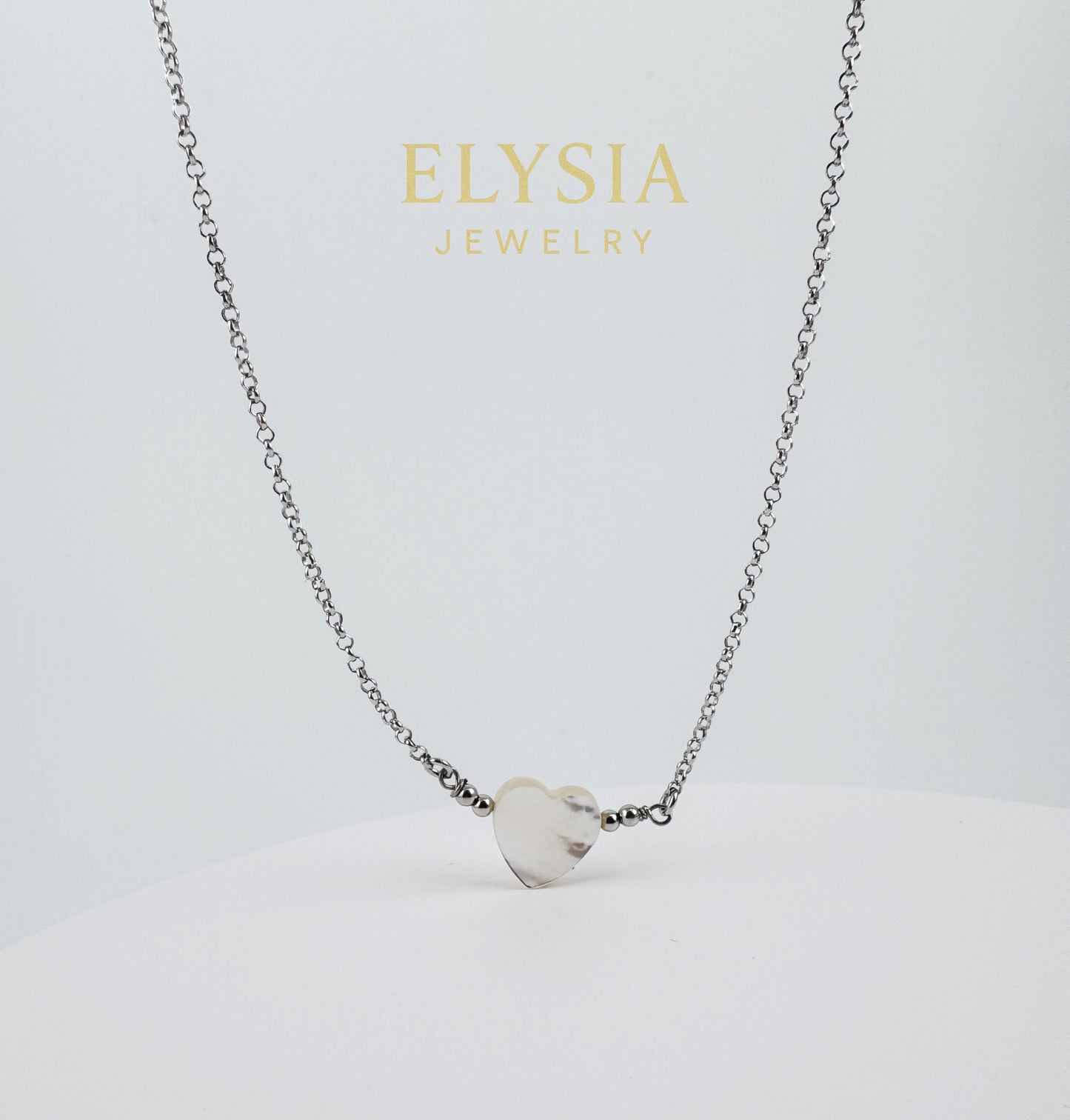 Heart Mother of Pearl Necklace — 925 Sterling Silver