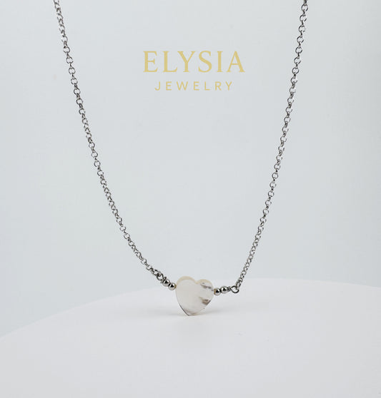 Heart Mother of Pearl Necklace — 925 Sterling Silver