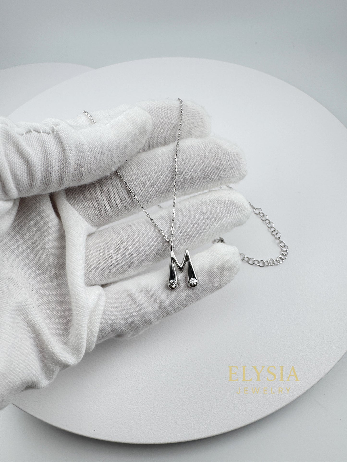 Personalized Letter Necklace — 925 Sterling Silver, Handcrafted, Rhodium Plated