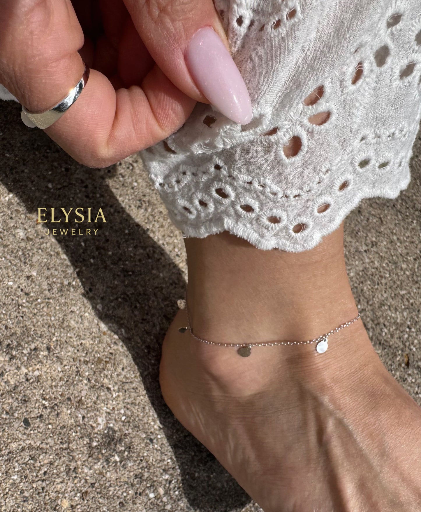 Sterling Silver Anklet – Dainty Disc Chain