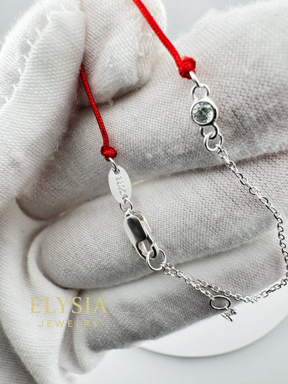 Red String Bracelet in 925 Sterling Silver