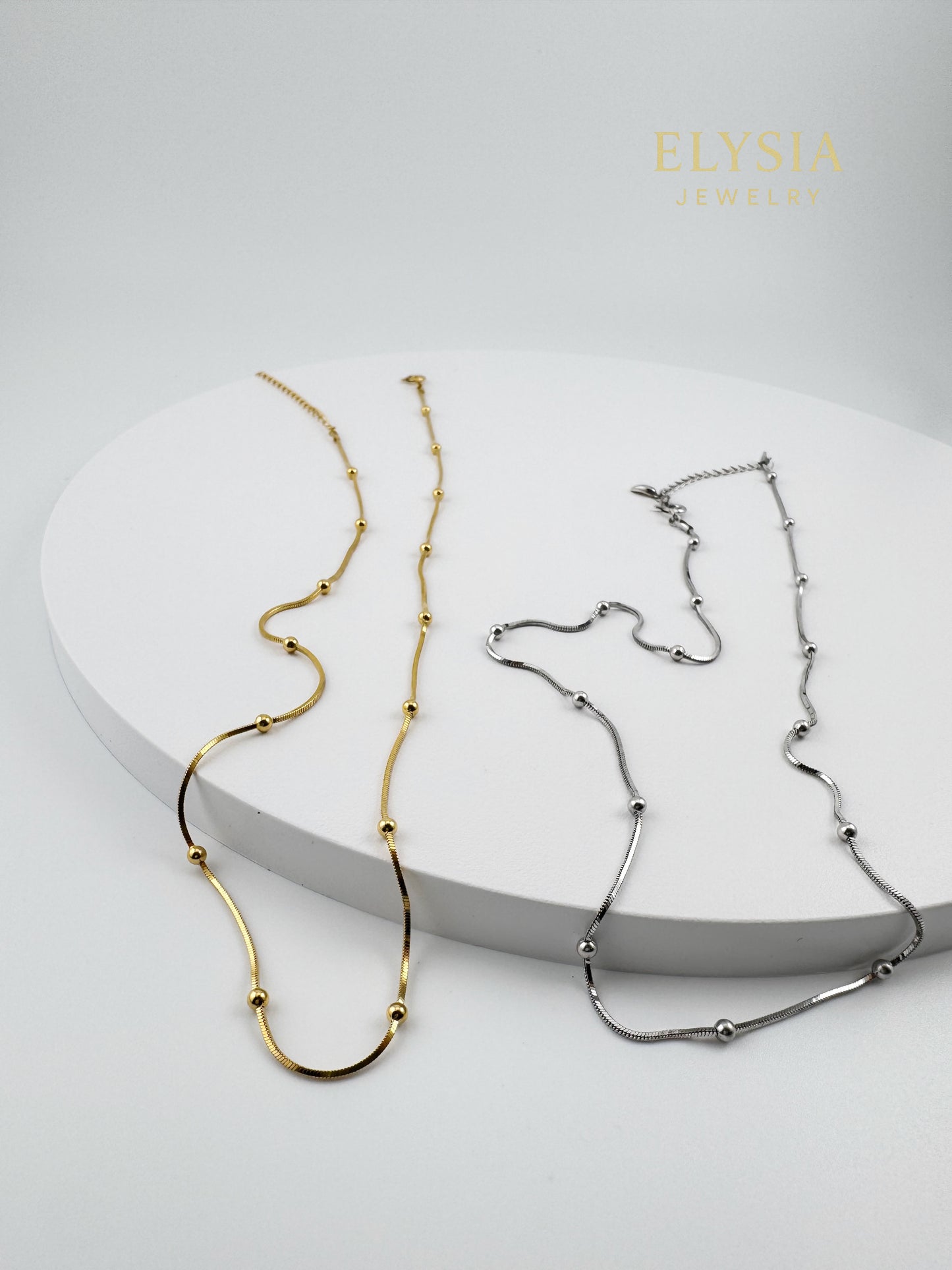 Minimal Snake Chain Necklace with Beads