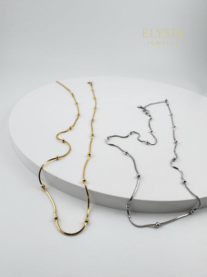 Minimal Snake Chain Necklace with Beads