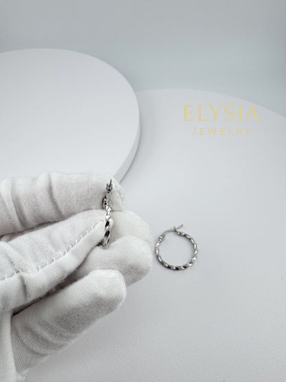 Twisted Hoop Earrings — 925 Sterling Silver | Rhodium & 18K Gold Plated