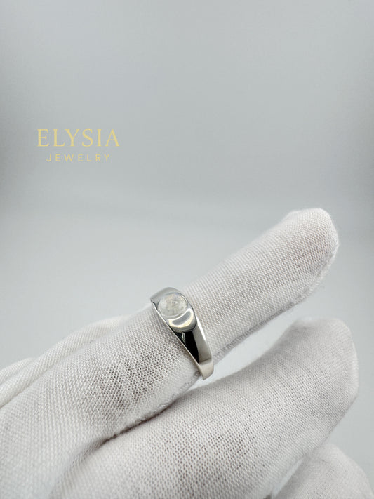 925 Silver Moonstone Ring — Minimalist Polished De