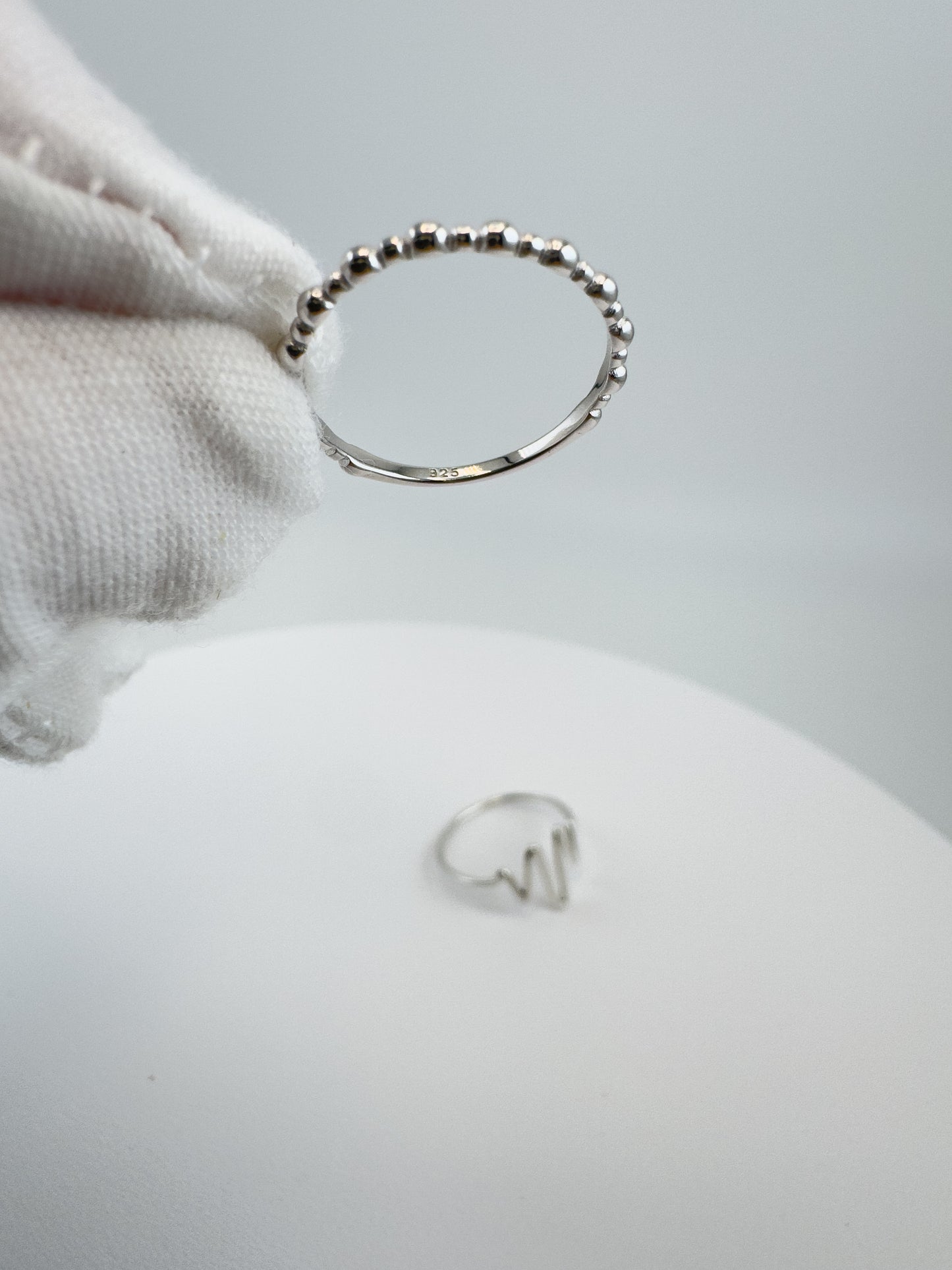 Silver Wave Duo Ring Set- Minimalist Adjustable Ring by Elysia Jewelry