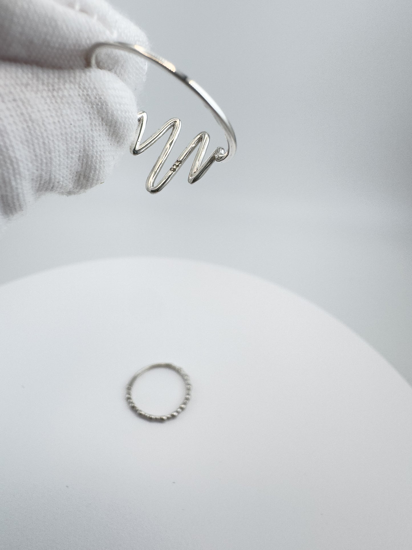 Silver Wave Duo Ring Set- Minimalist Adjustable Ring by Elysia Jewelry