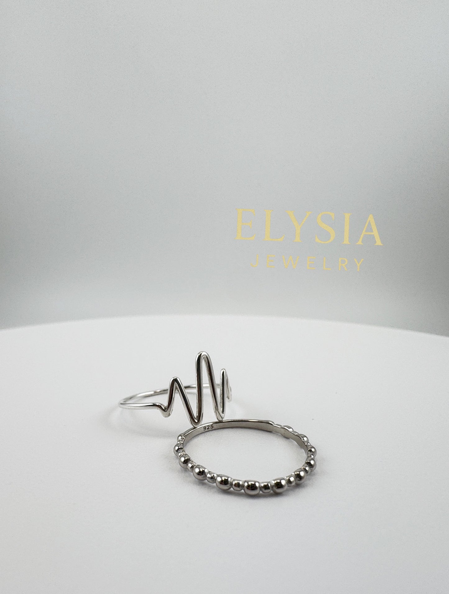 Silver Wave Duo Ring Set- Minimalist Adjustable Ring by Elysia Jewelry