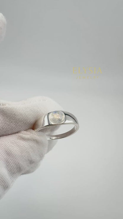 925 Silver Moonstone Ring — Minimalist Polished De