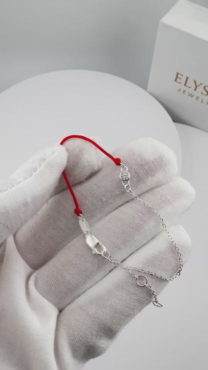 Red String Bracelet in 925 Sterling Silver