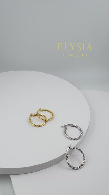 Twisted Hoop Earrings — 925 Sterling Silver | Rhodium & 18K Gold Plated