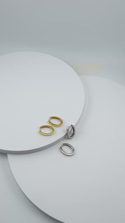 Minimal Oval Hoop Earrings – 925 Sterling Silver | Gold-Plated Option