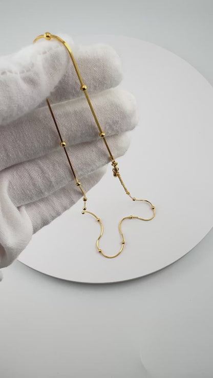 Minimal Snake Chain Necklace with Beads