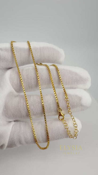 Minimalist Box Chain Necklace-Gold & Silver | Elysia Jewelry