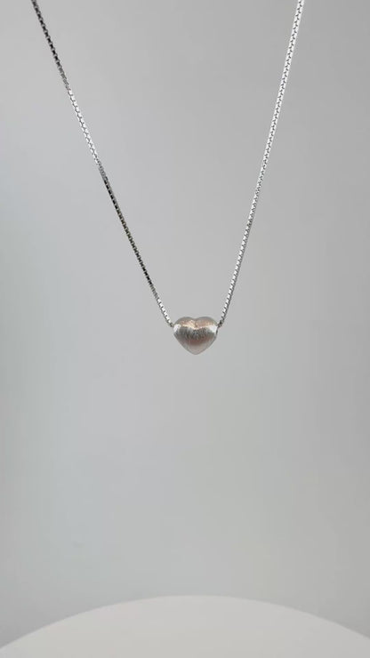 Elysia Heart Silver Necklace- 925 Sterling, Rhodium Plated, Adjustable 16+2in