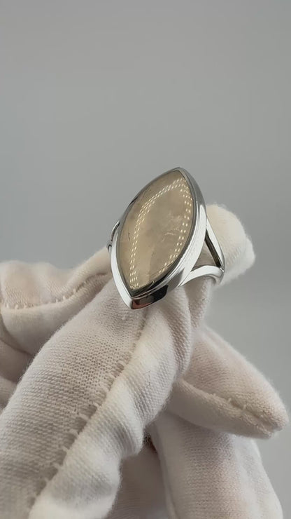 Gray Moonstone Statement Ring in Sterling Silver | Marquise Cocktail Ring