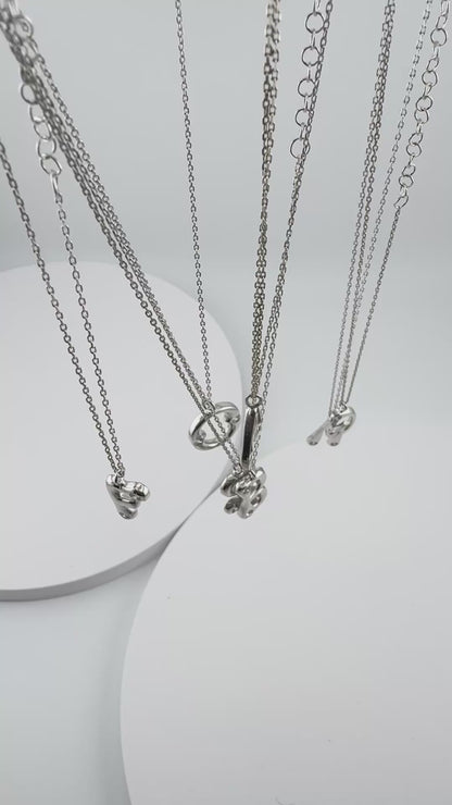 Personalized Letter Necklace — 925 Sterling Silver, Handcrafted, Rhodium Plated