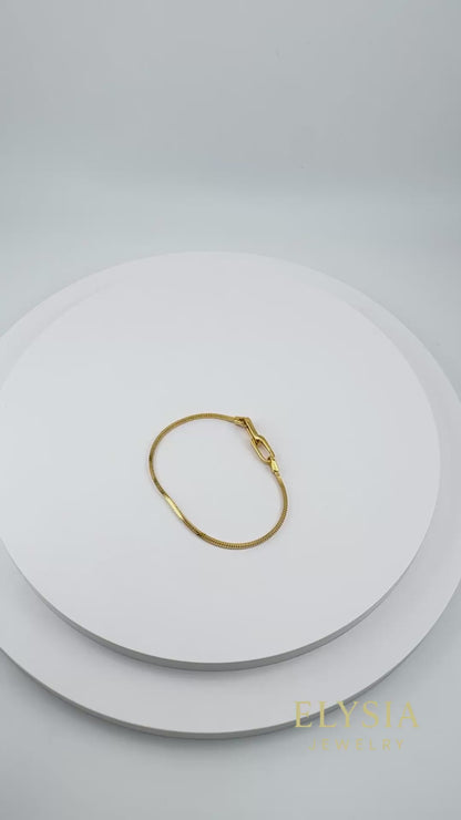 18K Gold Plated 925 Sterling Silver Snake Chain Bracelet — Paperclip Lock