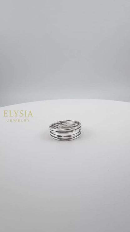 Sterling Silver Multi-Band Crossover Ring- Elysia Jewelry